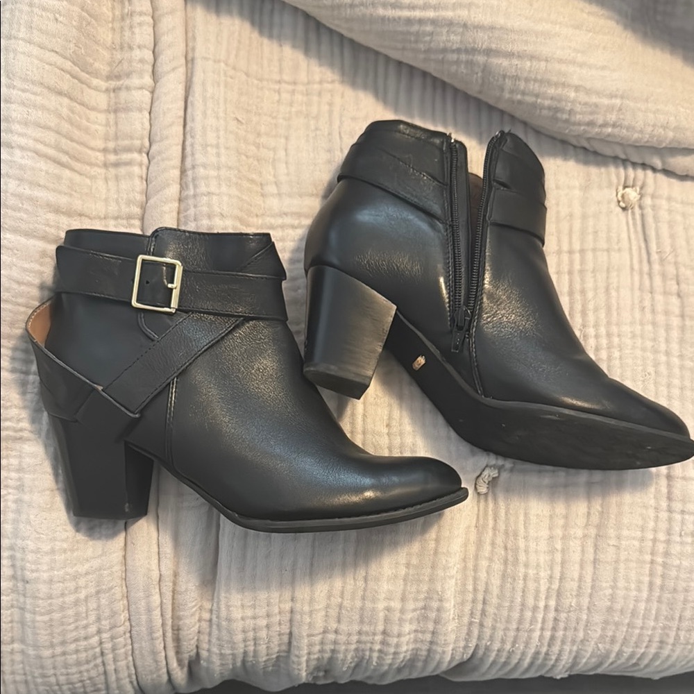 Black Ankle Boots with Buckle Detail